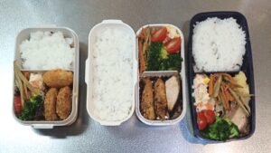 50代お父さんが作ったお魚弁当と揚げ物弁当
